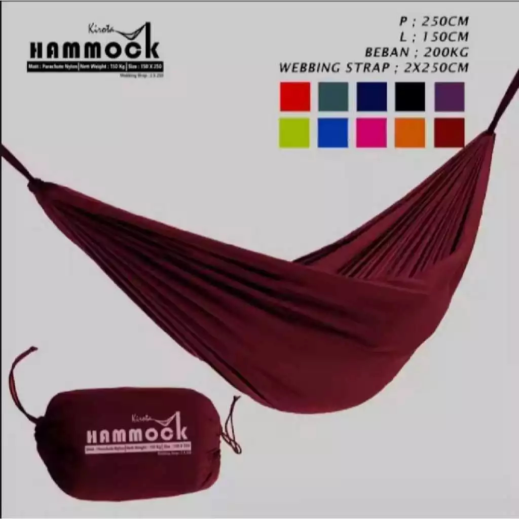 Hammock Kirota Tebal Kuat Tahan Beban 150kg Ukuran 250x150 Cm / Hammock Ayunan Gantung