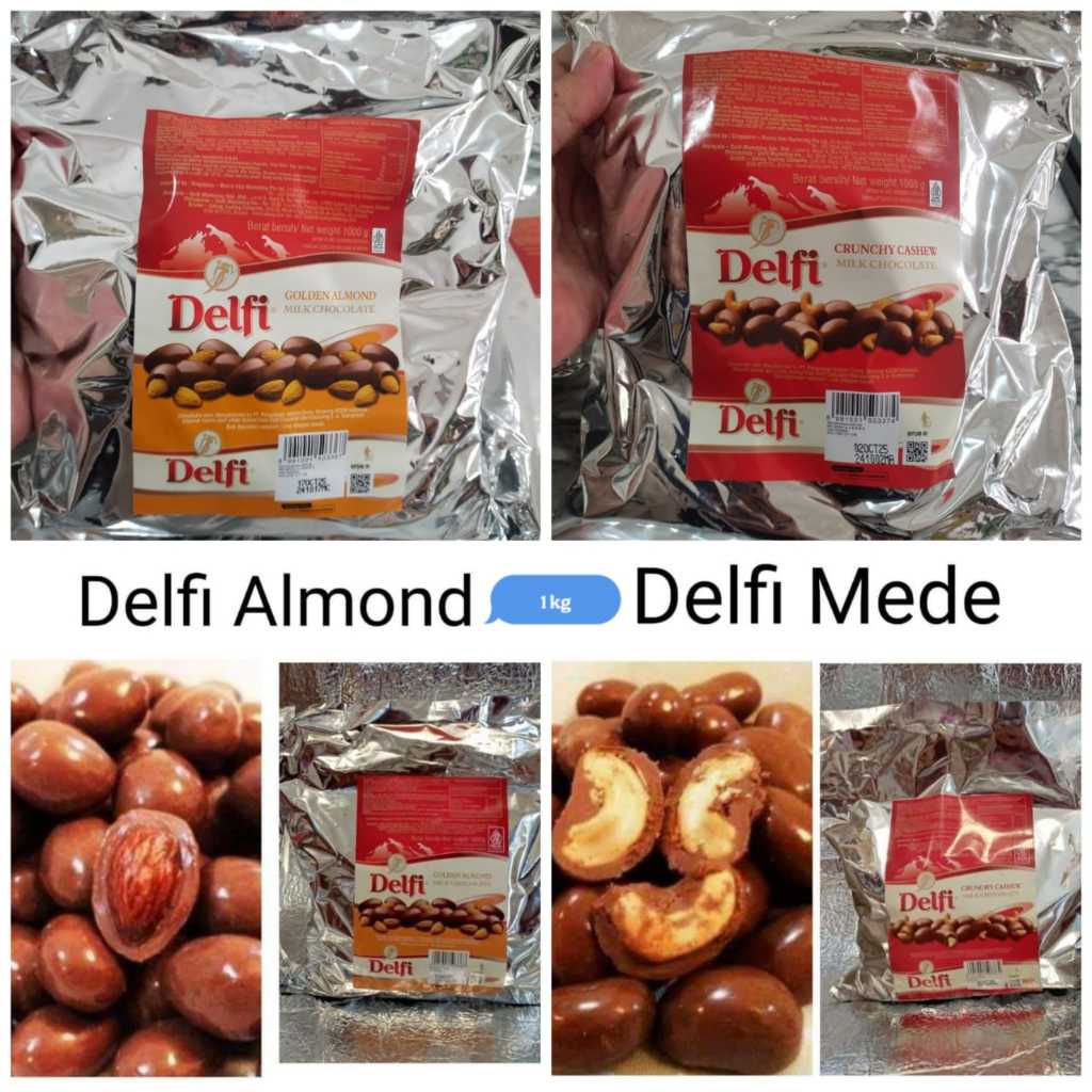 

Coklat Delfi 1 kg mede / coklat delfi 1 kg almond/Coklat Delfi almond dan mede 1 kg