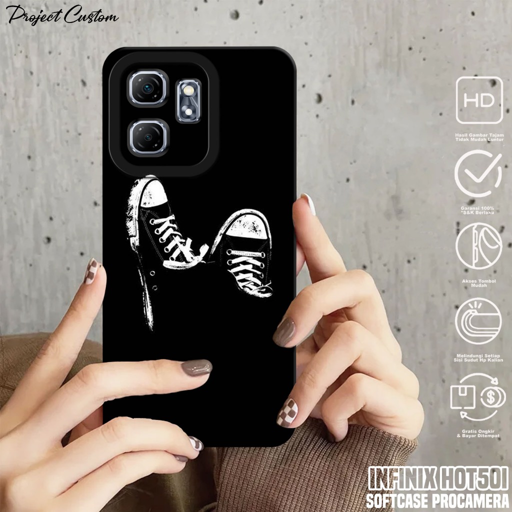 Softcase Hp Infinix Hot 50i - Case Infinix Hot 50i ( BLCK ) Silikon Hp Infinix Hot 50i - Casing Hp I