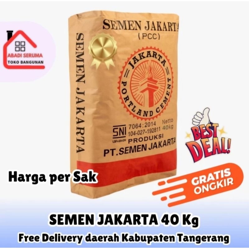 Free ongkir / Semen jakarta @ 40kg  do 1 sak satuan / semen cor / semen putih / semen instan / semen