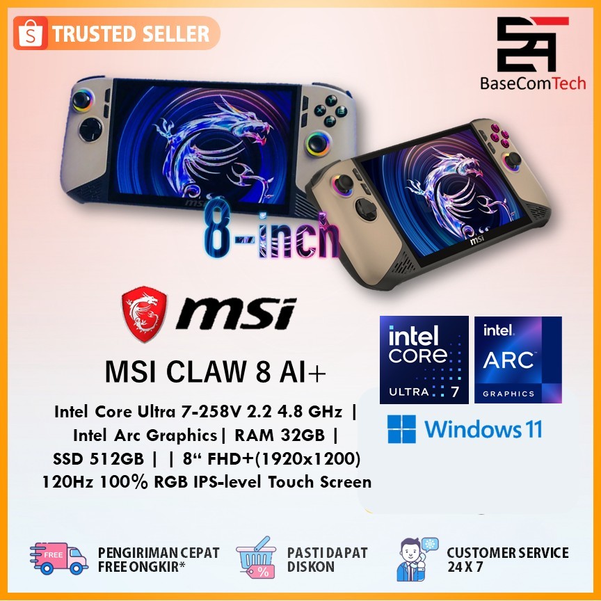 MSI CLAW 8 AI+ ULTRA 7 258V 32GB 512GB W11 8.0 WUXGA 120HZ IPS 100SRGB