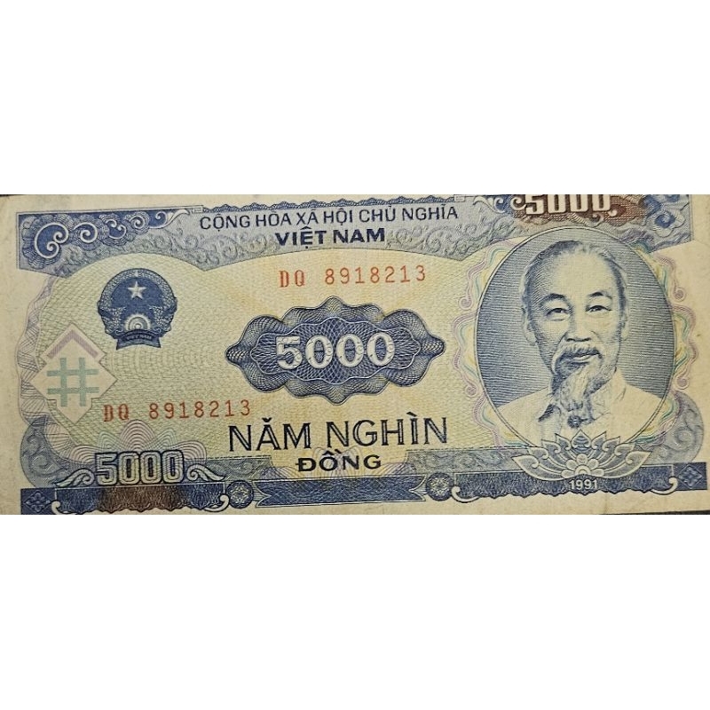 Uang Asing MURAH Negara Vietnam 5000 Dong 1991 Original 100% AXF Utuh 100%