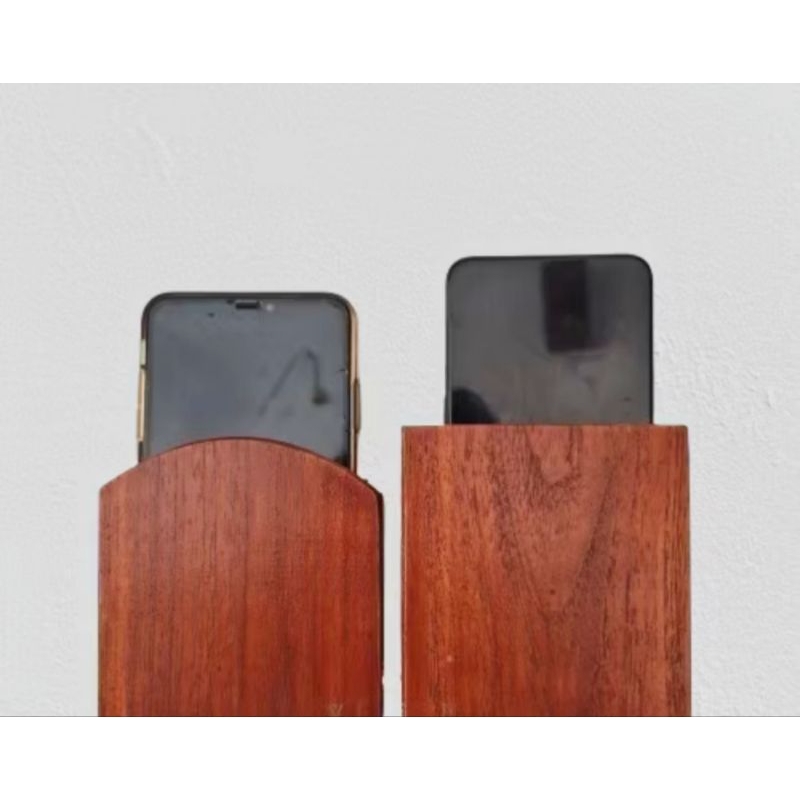 Holder Tempel Dinding Tempat Cas Hp Asli Kayu Jati