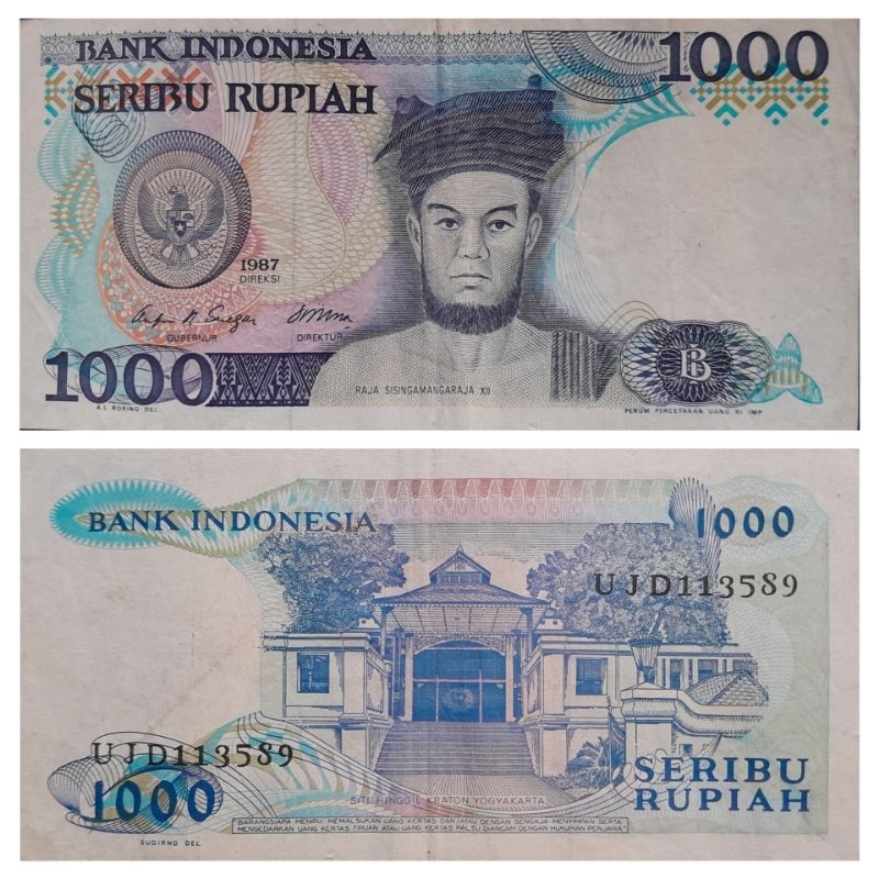 Uang Kuno Indonesia Seribu Rupiah Edisi Sisingamangaraja XII tahun 1987 Asli 100%