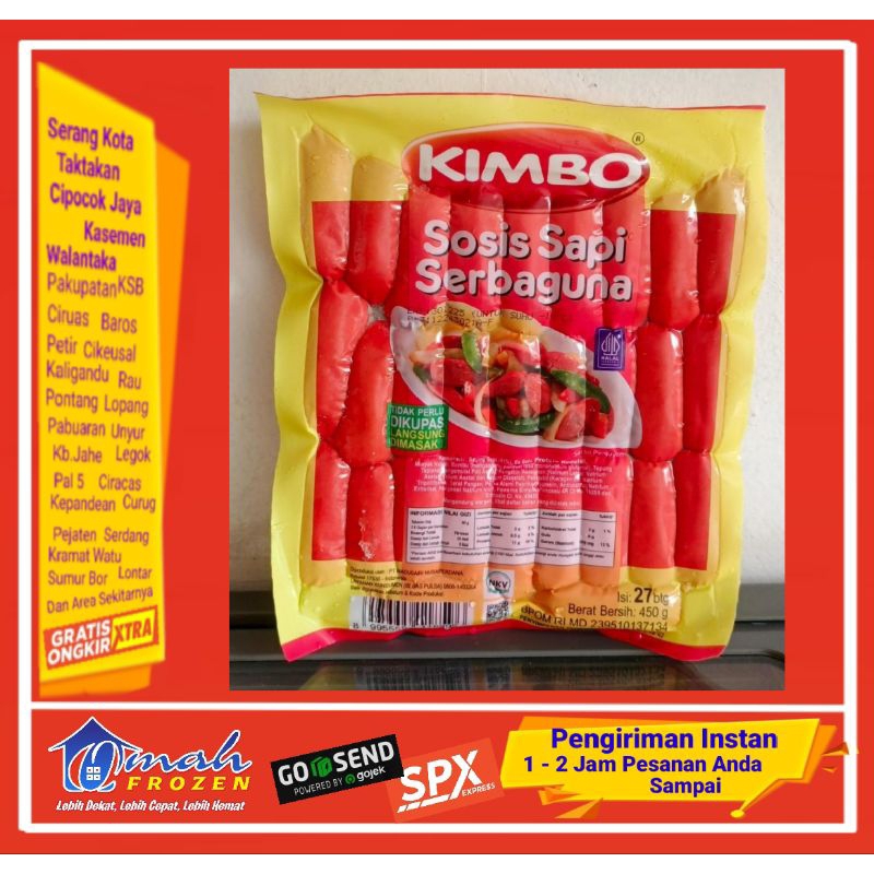 

Sosis Sapi KIMBO 450gr, isi 27pcs, Frozen Serang