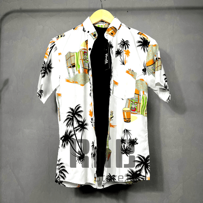 Kemeja Pantai Pria Motif Surfing Print Hawai Lengan Pendek Cowok Cewek