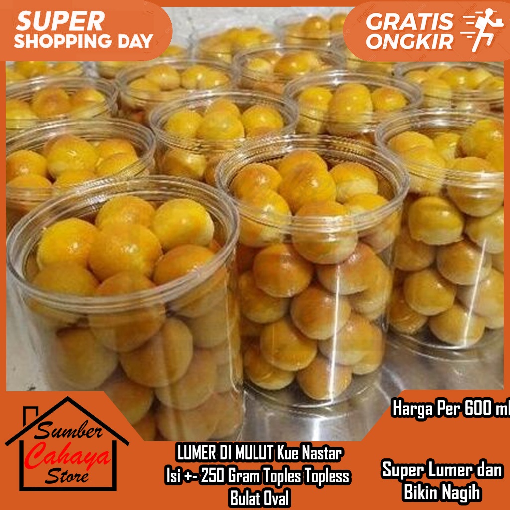 

LUMER DI MULUT Kue Nastar Isi +- 250 Gram Gr Toples Topless Bulat Oval Paket Hampers Hamper Nas Tar Spesial Toples Topless 600 ml Halal Idul Fitri Wisman Natal Natalan Christmas Mentega Manis Kering Nanas Tart Tar Murah Rds4