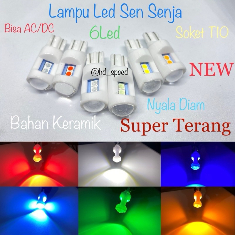 HARGA SEPASANG (2 Biji) Lampu Senja atau Sen Motor Soket T10 Bahan Keramik Super Terang Arus DC 12V 