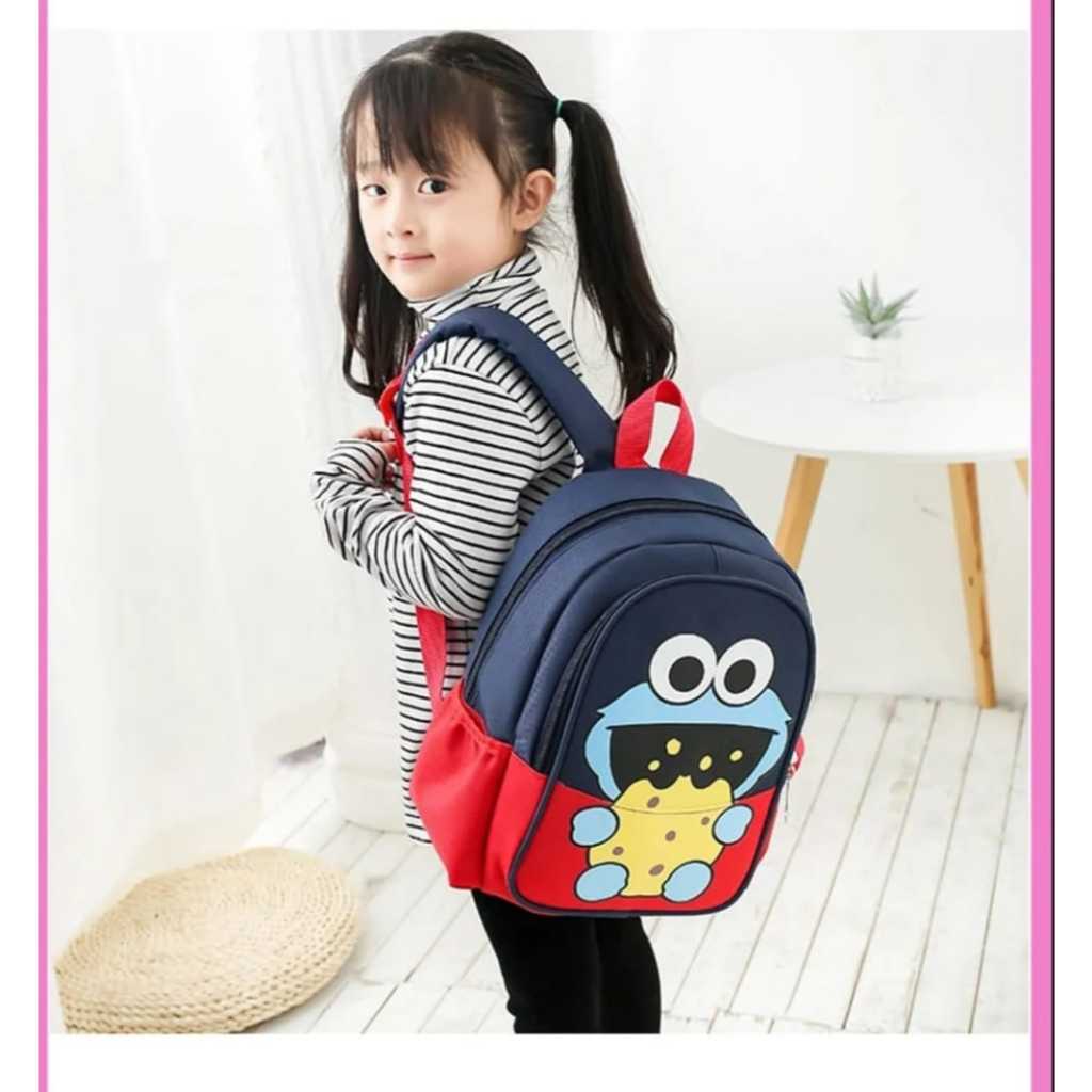 Tas Ransel Sekolah Anak Laki Laki Perempuan Karakter Cookies Elmo Tas Ransel Anak Wanita sd smp