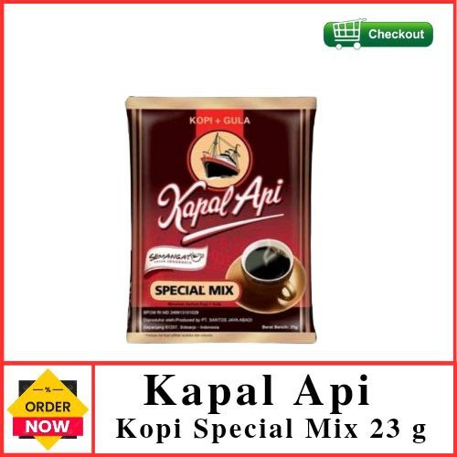 

KAPAL API Special Mix 23 g Kopi hitam renceng + Gula 1 pcs
