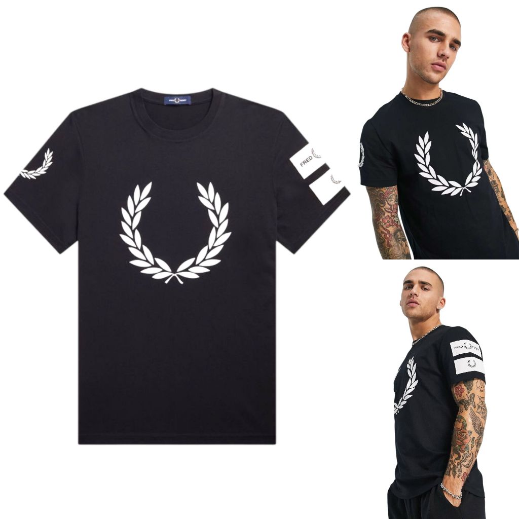 t-shirt fred perry black and white kaos fred perry baju fred perry