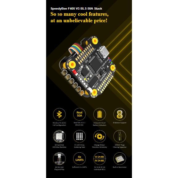 SpeedyBee F405 V3 50A Bluetooth FC ESC Flight Controller Stack