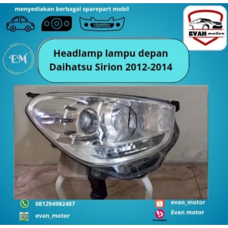 Headlamp lampu depan Daihatsu sirion tahun 2012 2013 2014