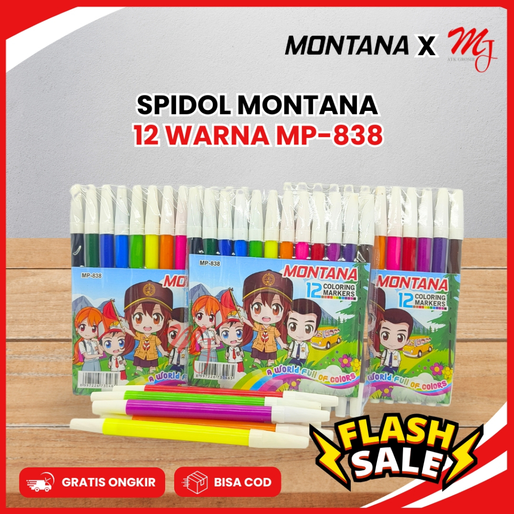 

(1 SET) Spidol 12 Warna Montana / Coloring Marker MP-838