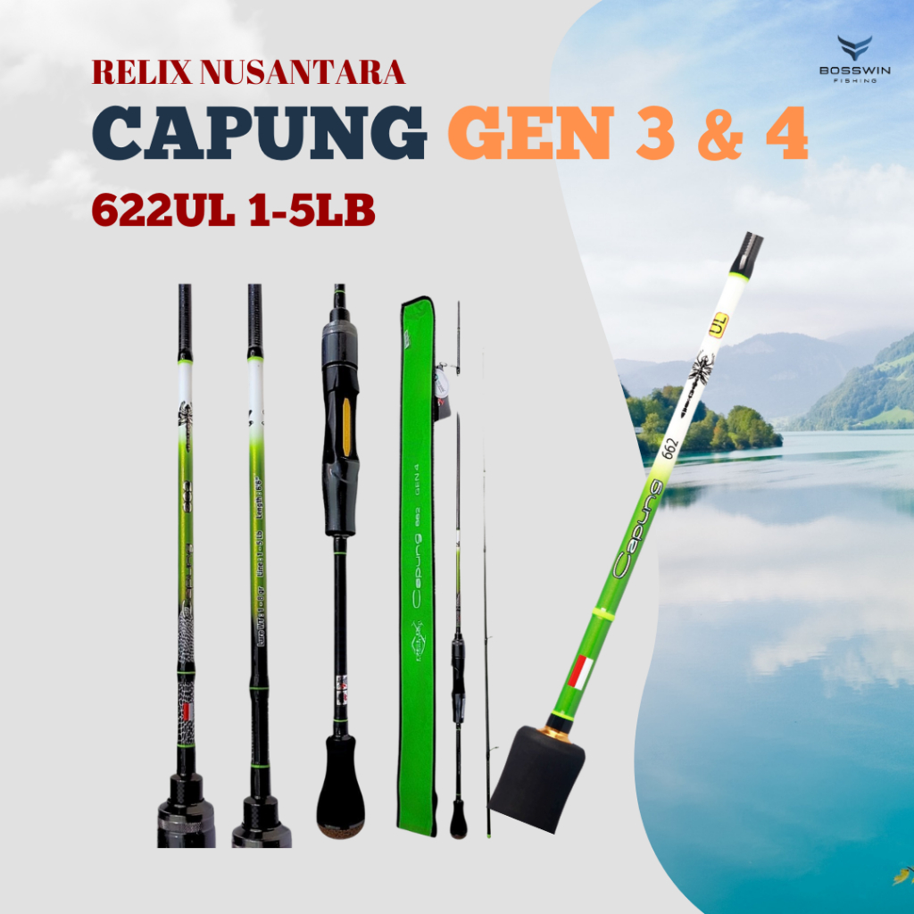 Joran Pancing Relix Nusantara Capung 662 UL (1-5 lbs) GEN II Gen 3 Penta Top Section Spinning Free P