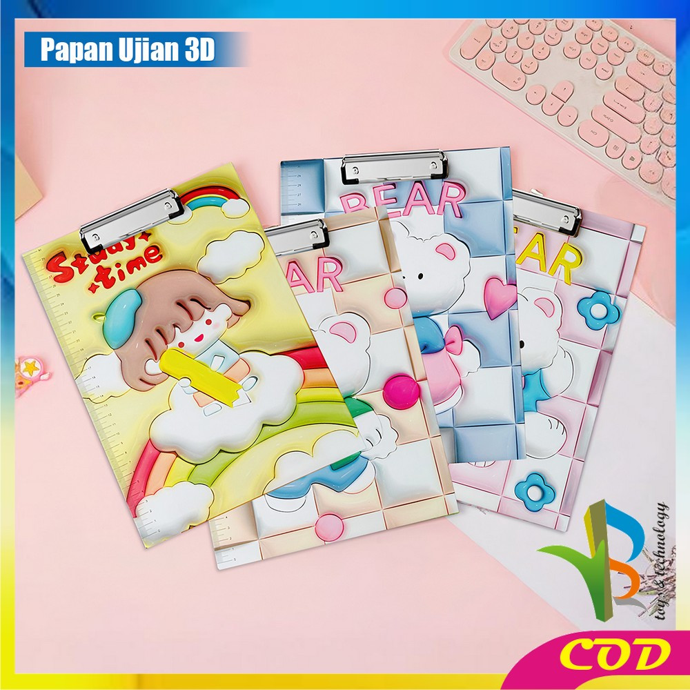 

RB-A112 Papan Ujian Motif Kartun 3D Anak Papan Jalan Ukuran A4 / Papan Ujian A4 Clipboard Karakter 3D / Exam Board Stationery