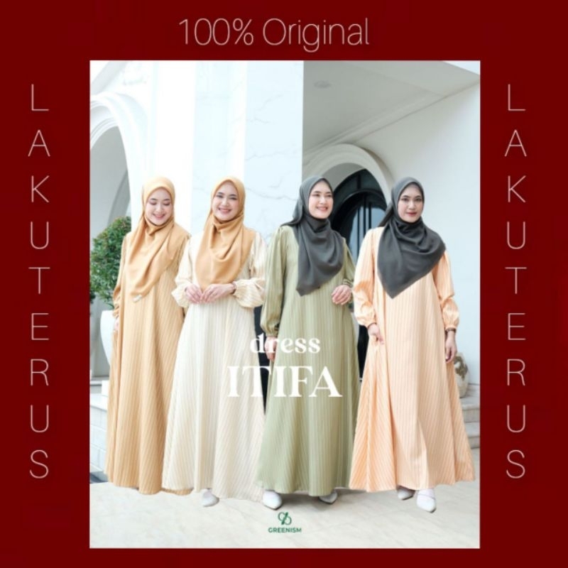 LAKUTERUS_ID | ITIFA DRESS BY GREENISM | GAMIS MOTIF SALUR | GAMIS MOTIF GARIS GARIS