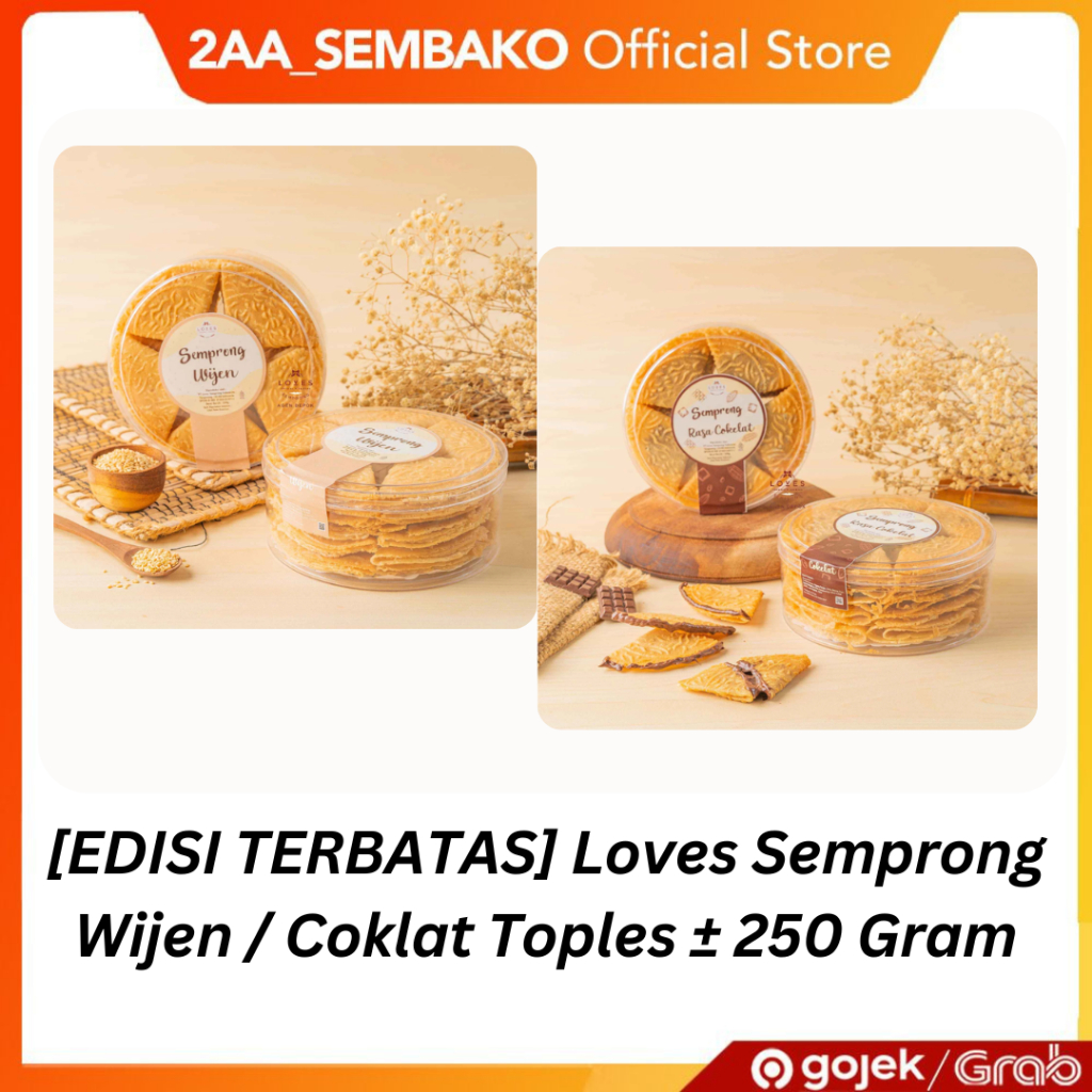 

Loves Semprong Wijen/Coklat Kue Kering Semprong Cemilan Makanan Ringan Imlek 100% Homemade