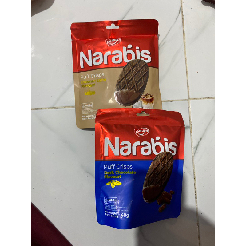 

NARAYA NARABIS PUFF CRISPS Biskuit Cookies Puff Rasa Butter Coconut Latte Dark Chocolate 48g