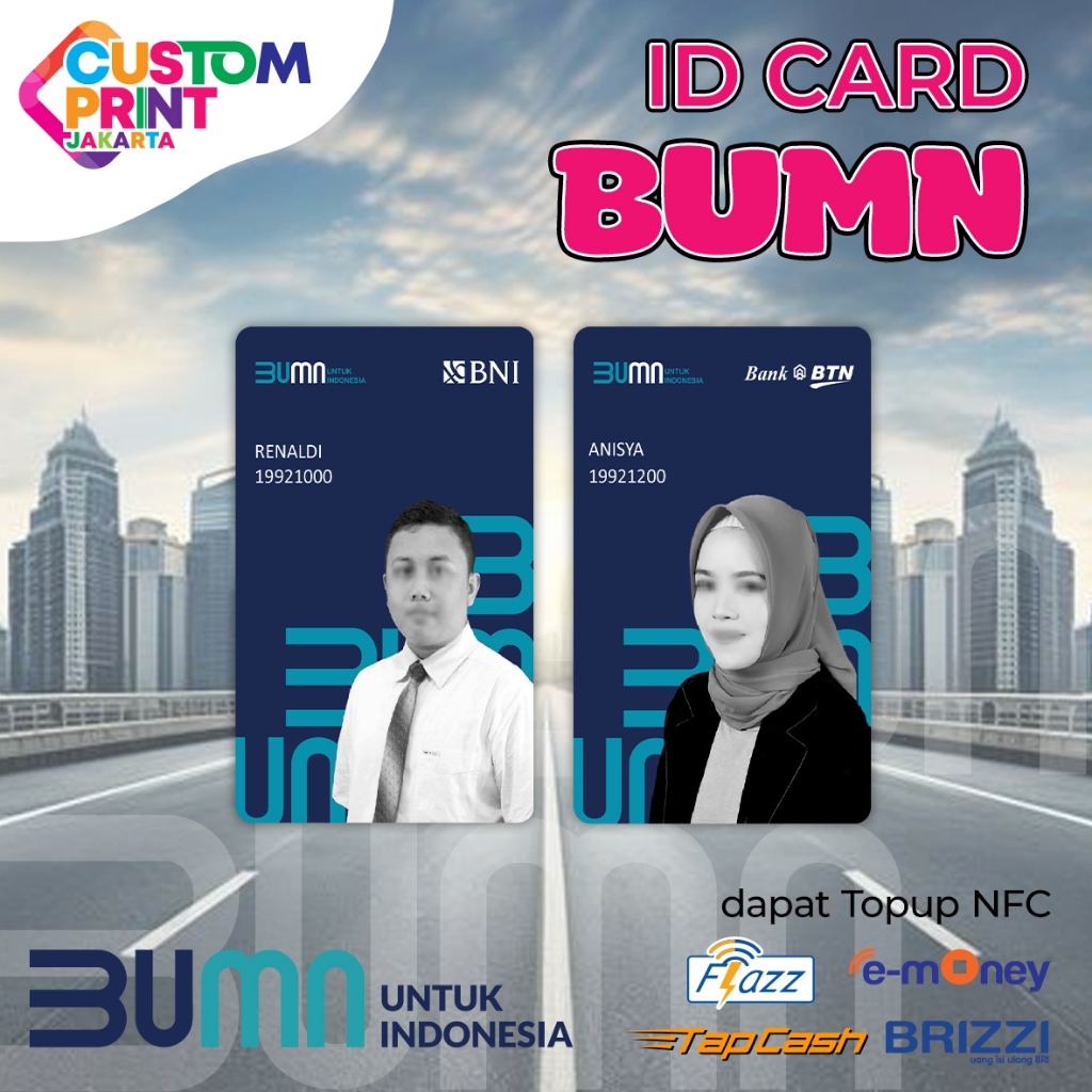 Emoney Flazz Brizzi Tapcash Etoll Custom ID CARD BUMN