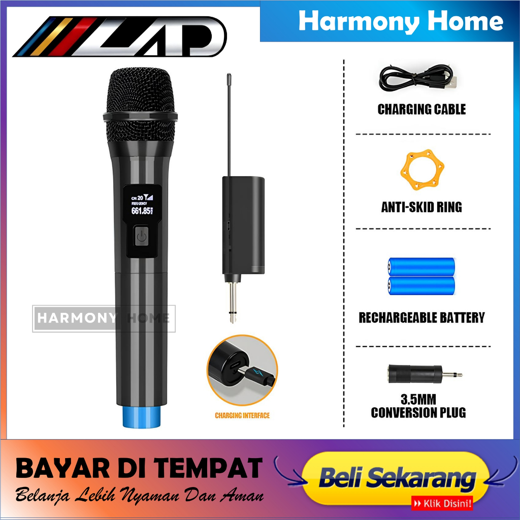Microphone LAD LDF-102 Microphone Profesional Mic Wireless Mic Profesional UHF Wireless