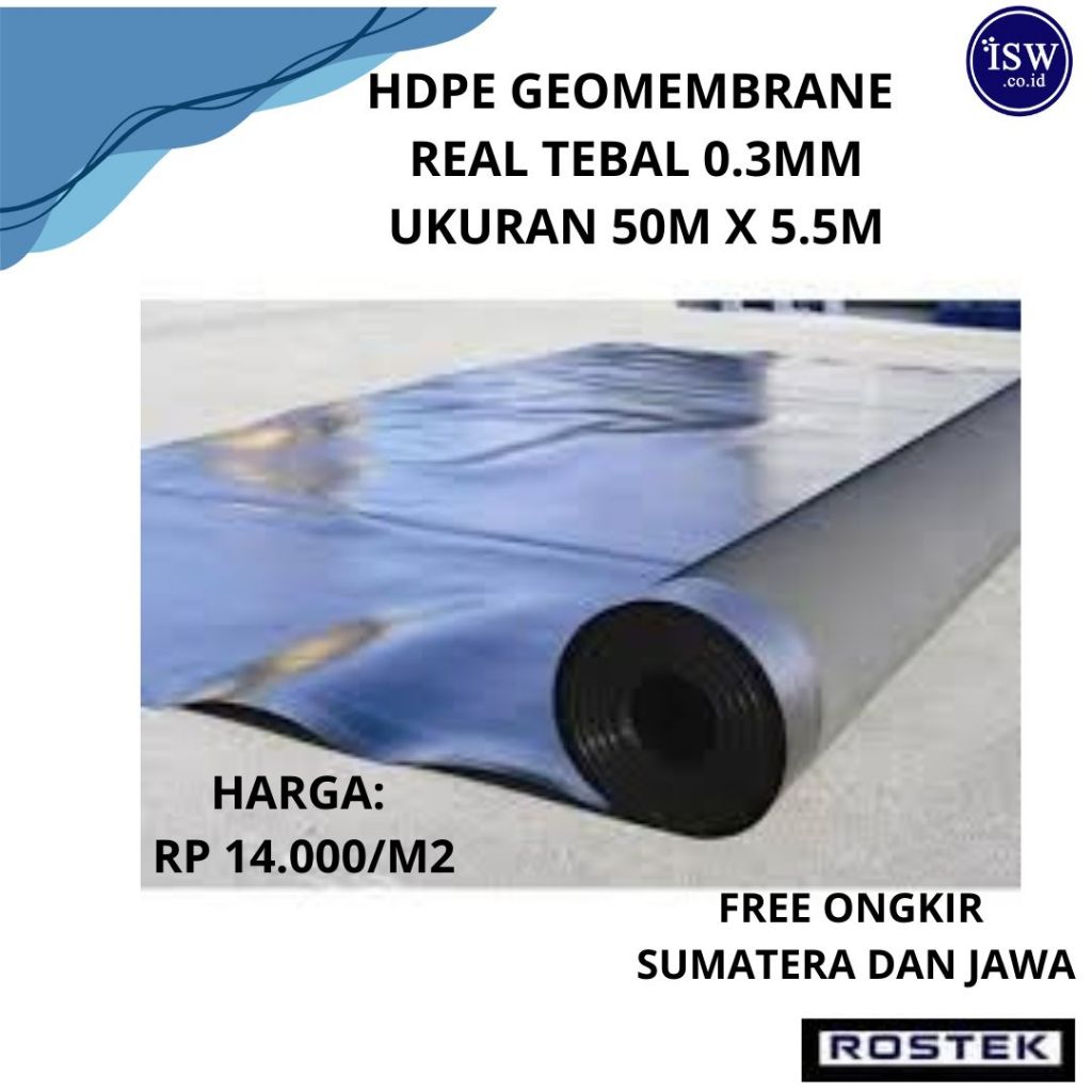FREE ONGKIR | Terpal HDPE Geomembrane 0.3mm merk Rostek 50MX5,5M