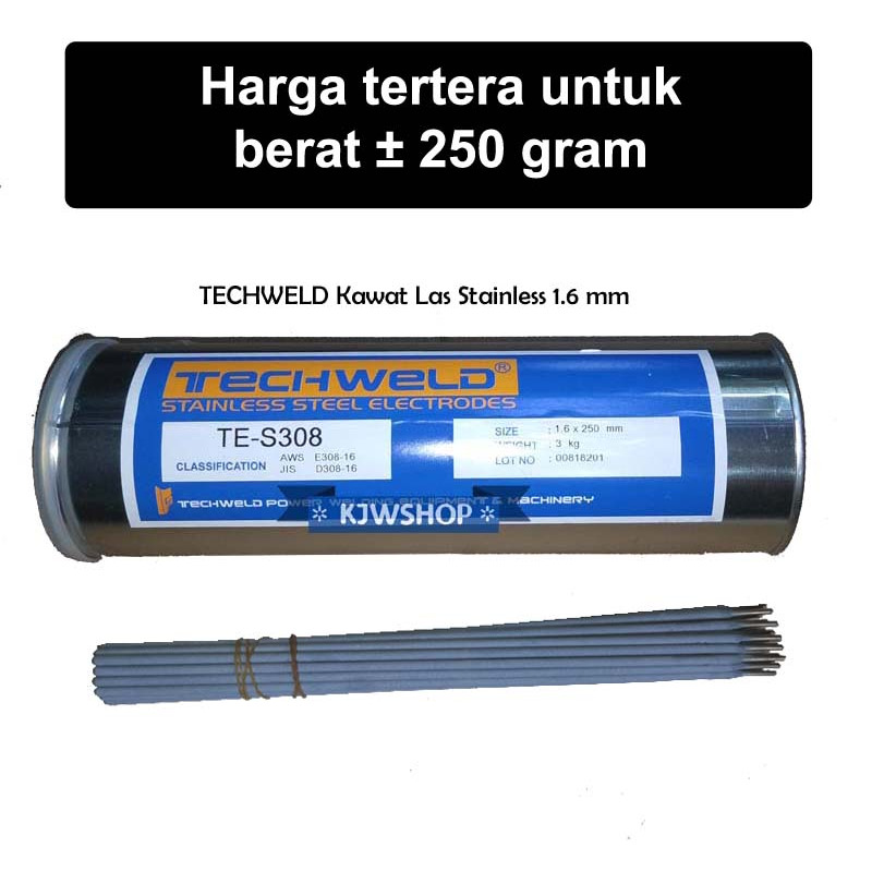 Kawat Las Stainless Steel 1.6 mm x 250mm TECHWELD Kawat Las Stainless 1,6mm Kawat Stainless 1.6mm TW