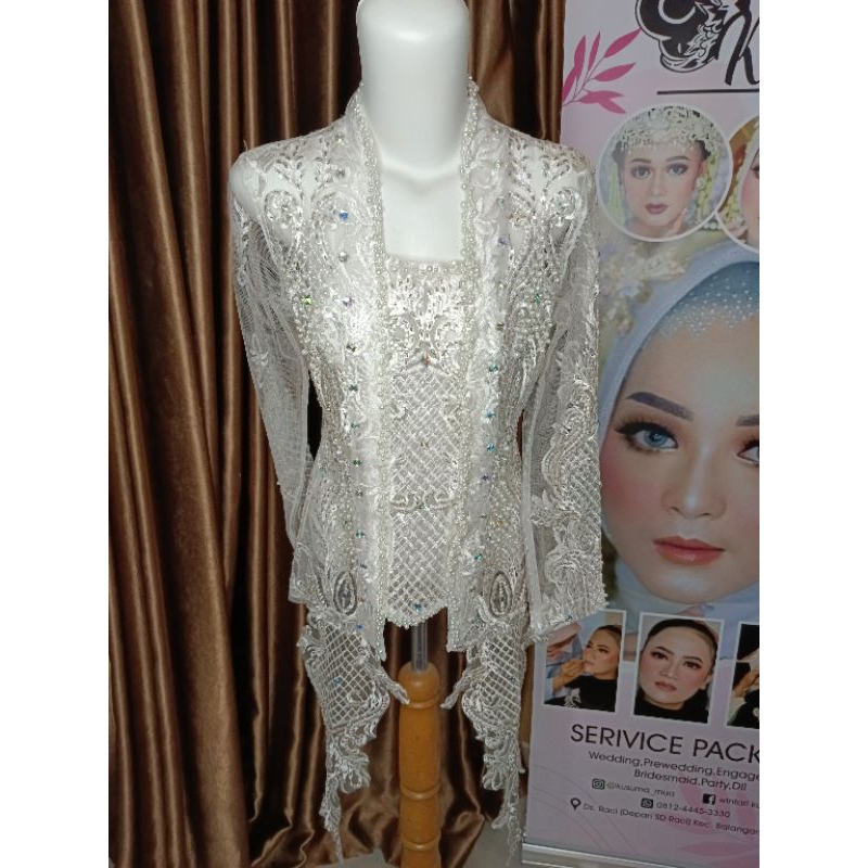 Kebaya Pengantin Kutu Baru, Kebaya Akad Putih Tulang, Kebaya Pengantin Preloved