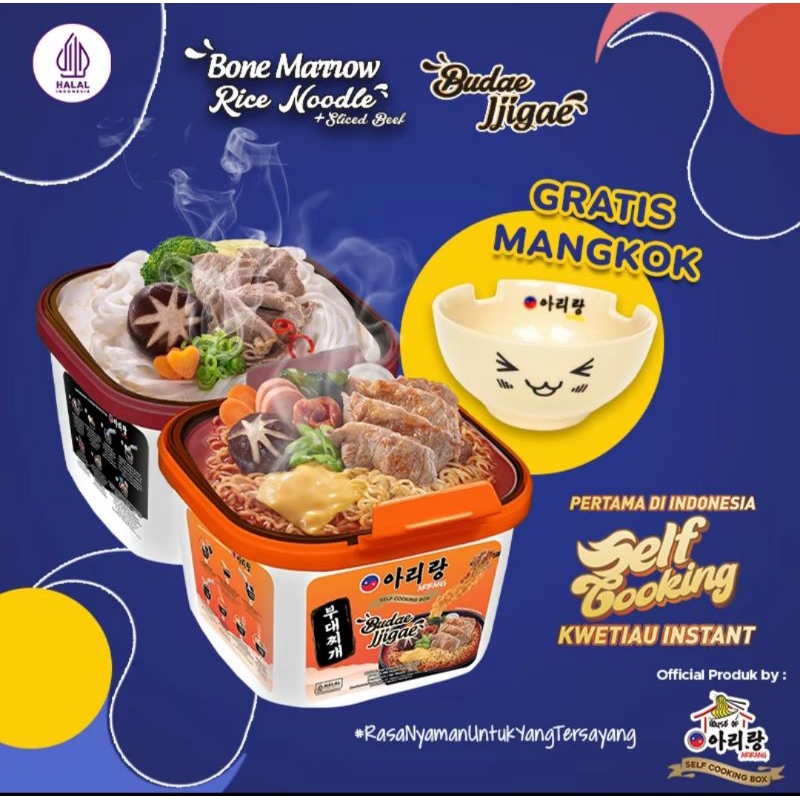 

paketl building Arirang self cooking box varian budae jigae + Bone morrow free mangkok di tiap box nya