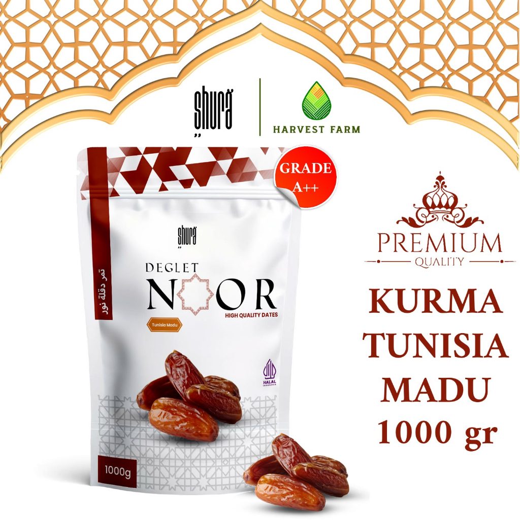 

Shura Kurma Tunisia 1 kg Deglet Noor Kemasan Pouch Premium Original High Quality