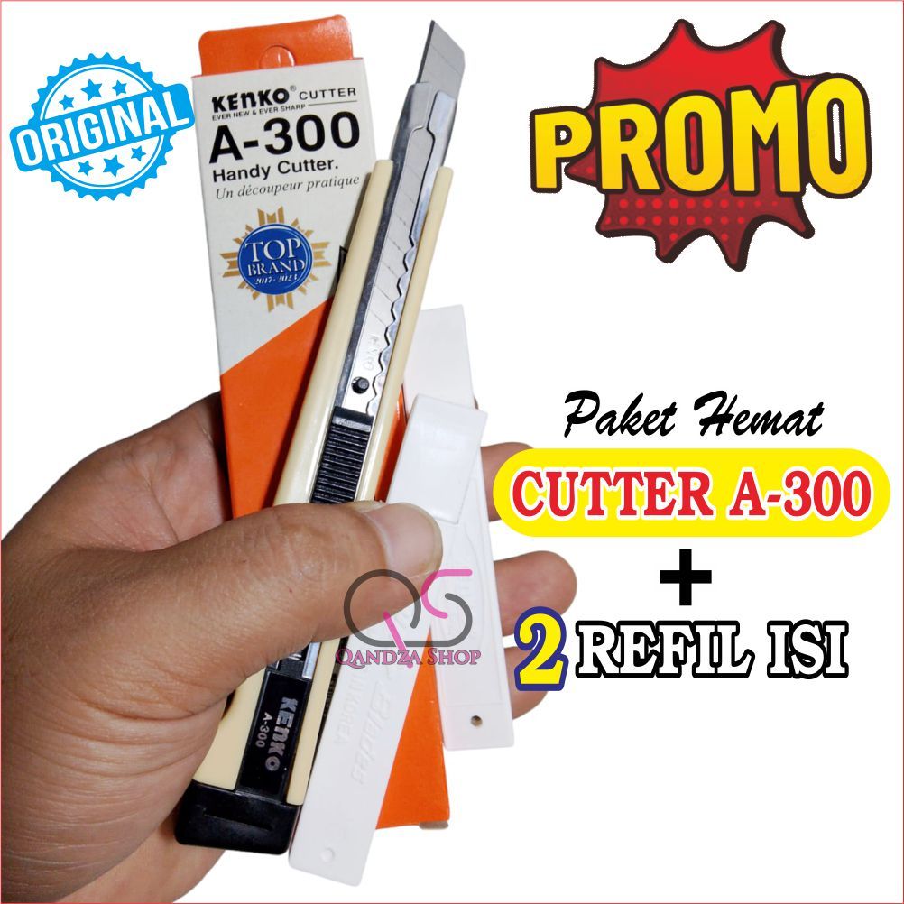 

PROMO PAKET CUTTER + 2 pak REFIL ISI KENKO CUTTER KENKO A - 300 CUTTER KECIL