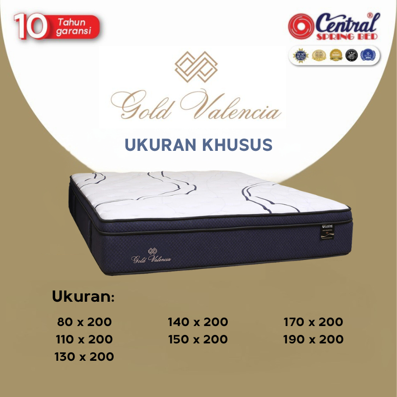 Central Springbed - Gold Valencia Ukuran Khusus | Matras (33 cm) | 80/110/130/140/150/170/190x200 | 