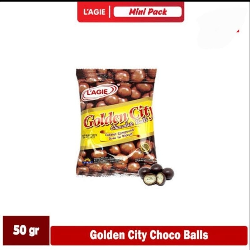 

Lagie Coklat biskuit Golden City 75 gram dan 50 gram / Chocoball / Choco ball / Lagie Chocoballs / L’AGIE GOLDEN CITY CHOCO BALL / Coklat / Cokelat