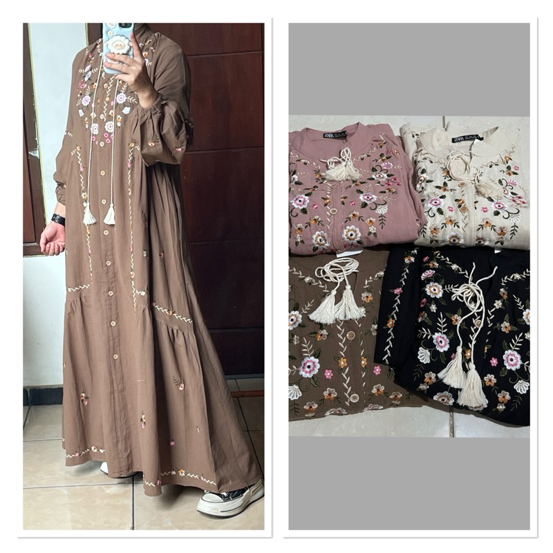 SALE  Gamis Bordir import Katun linen / Dress Import / Gamis import