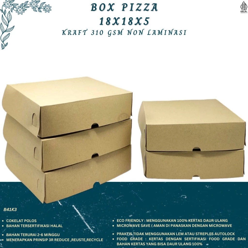 Kardus Pizza 18x18 Non Laminasi (B41K3-18X18X5 Cm)