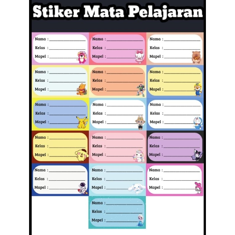 

20 pcs Stiker Mapel Label Buku Pelajaran Sekolah Stiker Buku