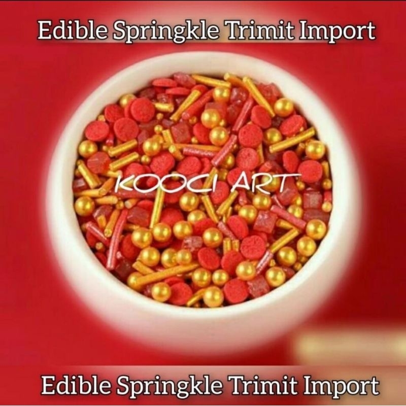 

100gram Springkle edible mutiara cake imlek red mix gold import repack murah