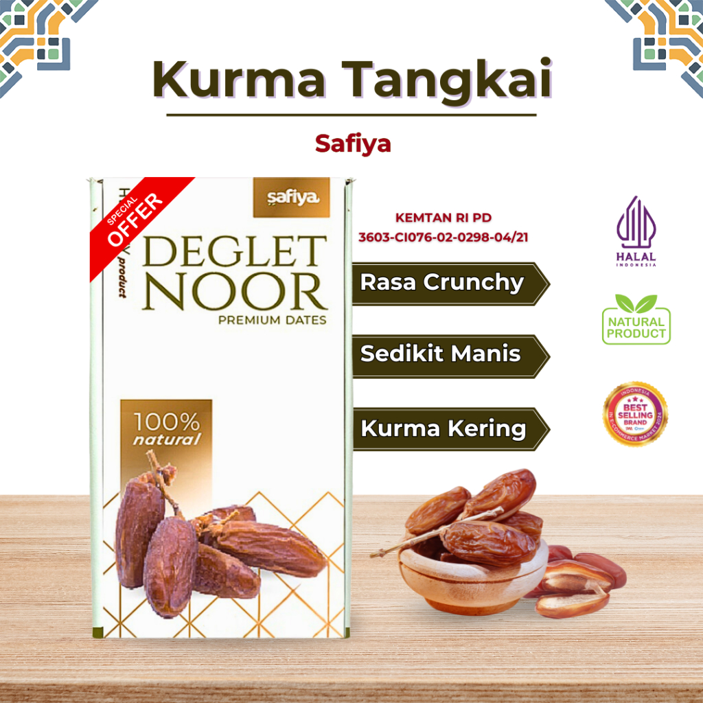 

Kurma Tangkai Tunisia 500 Gram Super Premium Safiya