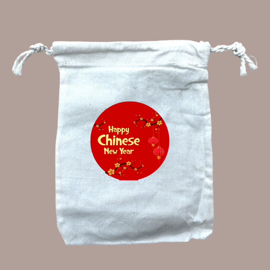 Mini Pouch Goodie Bag Tas Serut Edisi Imlek Tahun baru China muat Toples Jar Tabung Kue Kering 600ml