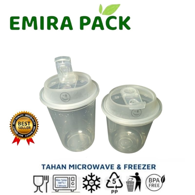 CUP PREMIUM INJECTION OVAL 12 SD 22 OZ + Tutup Flip Lid Injection Bening/Hitam/Putih