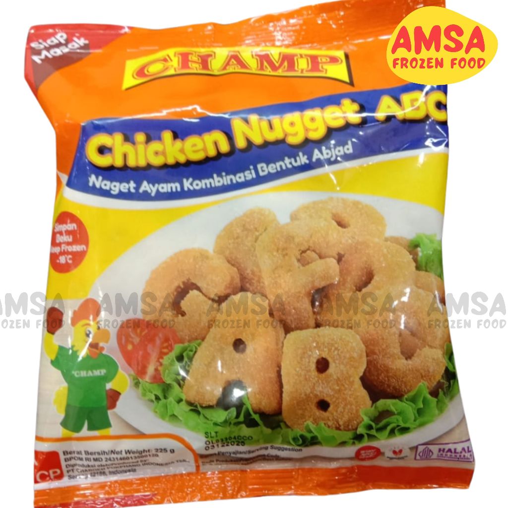 

Champ Chicken Nugget ABC 225 GR / Naget Ayam Bentuk Huruf Alphabet