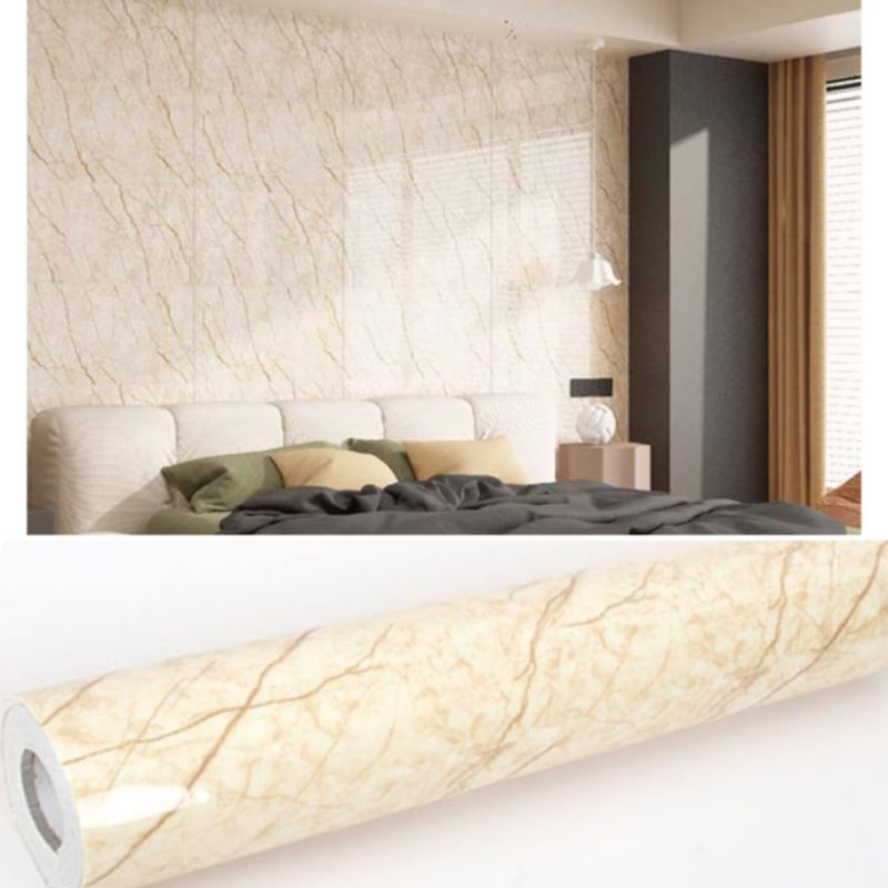Wallpaper Dinding Marmer Vinyl Marble / Ukuran 60 Cm x 2.80 Cm Tebal  2.5 mm / Sudah Ada Lem Perekat