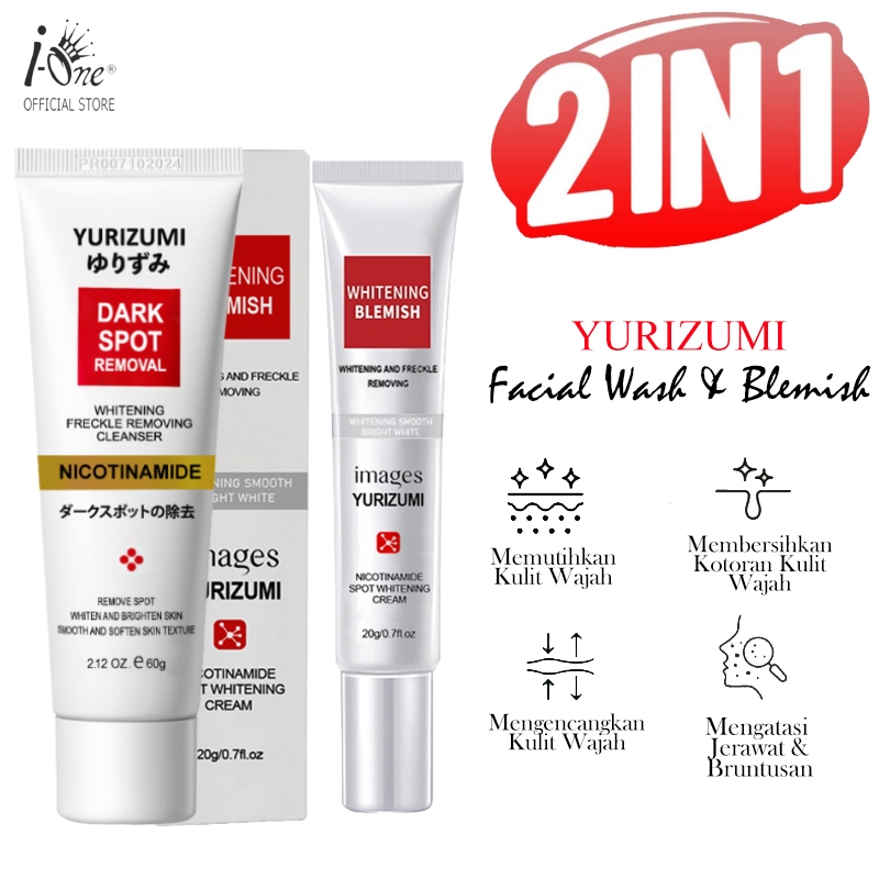 PROMO 2IN1 Cleanser Sabun Cuci Muka Pria Wanita dan Whitening Cream Blemish Penghilang Flek Hitam