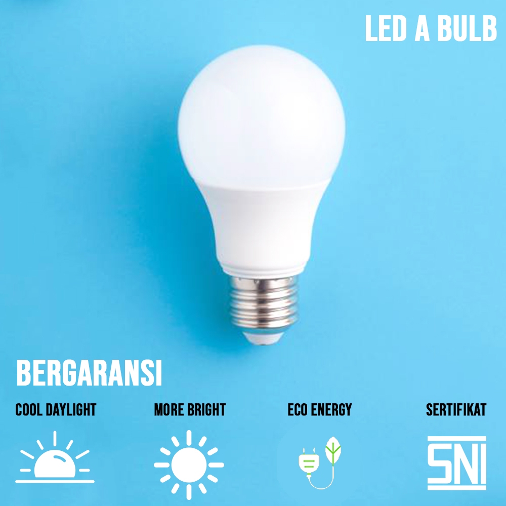 Lampu Led Rumah Terang Hemat Energi Cahaya Putih Terang Garansi Ekonomis Tipe A Bulb