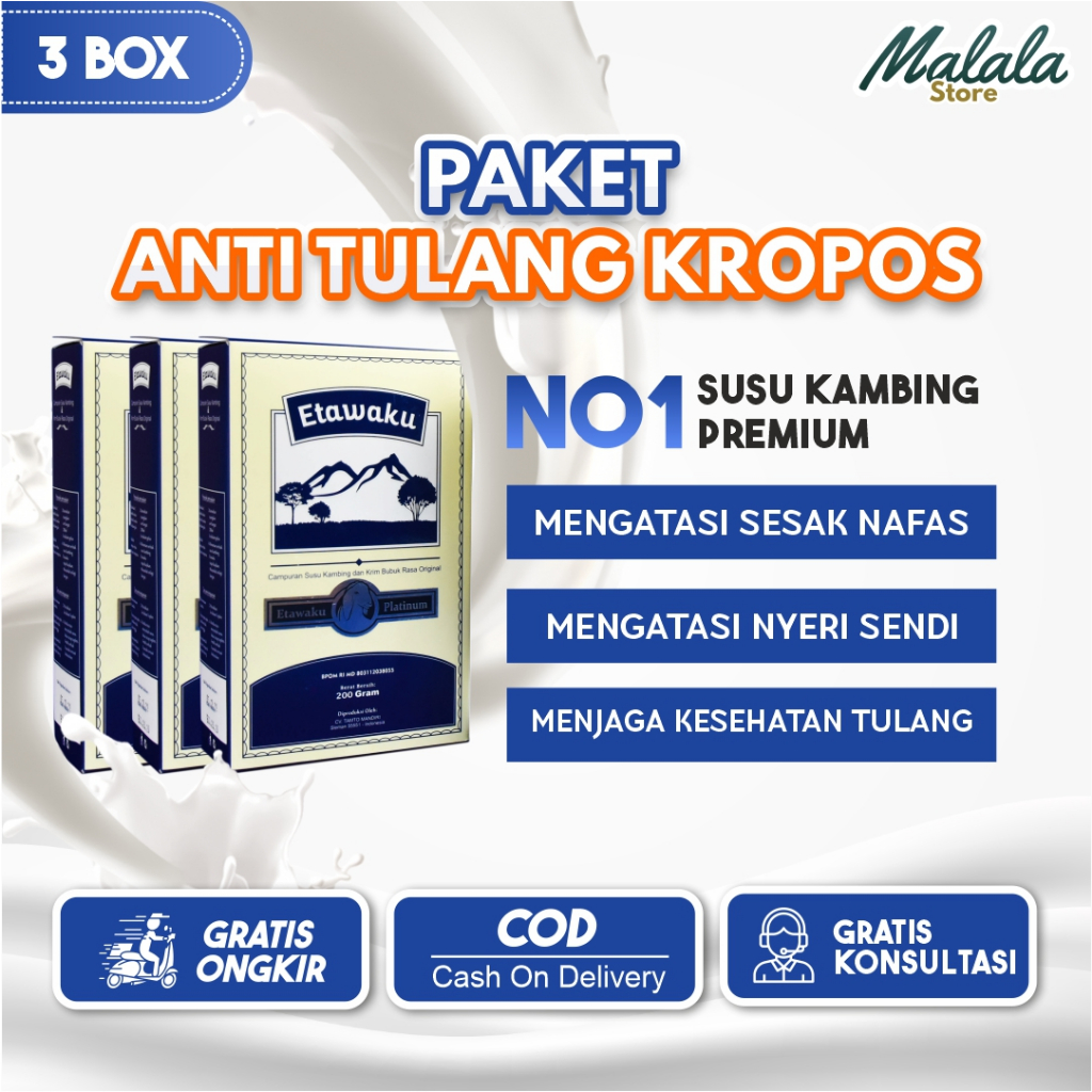 

Etawaku Platinum 3 Box - Solusi Masalah Tulang Dan Sendi | 200gr