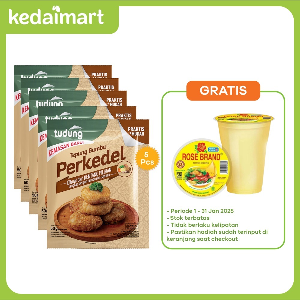 

KM Paket Bundling Tudung Tepung Bumbu Perkedel 50 Gram Isi 5