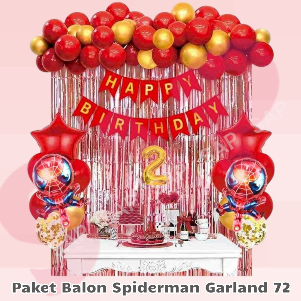 PAKET BALON SPIDERMAN GARLAND 72