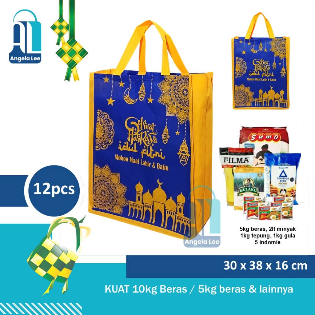 12Pcs Tas Lebaran Jumbo Bingkisan Tas Idul Fitri Ramadhan Syukuran Thr Sirup Pasti Promo