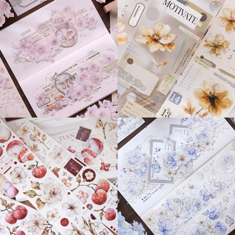 

Little White Washi and PET Tape - Tipsy Pink . Notes . Special Memory . Pink Lily . Blue Paint . Autumn Color