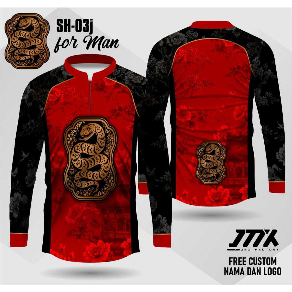 imlek baju cheongsam pria lengan panjang kaos jersey cheongsam pria kaos imlek gong xi fa cai shio u